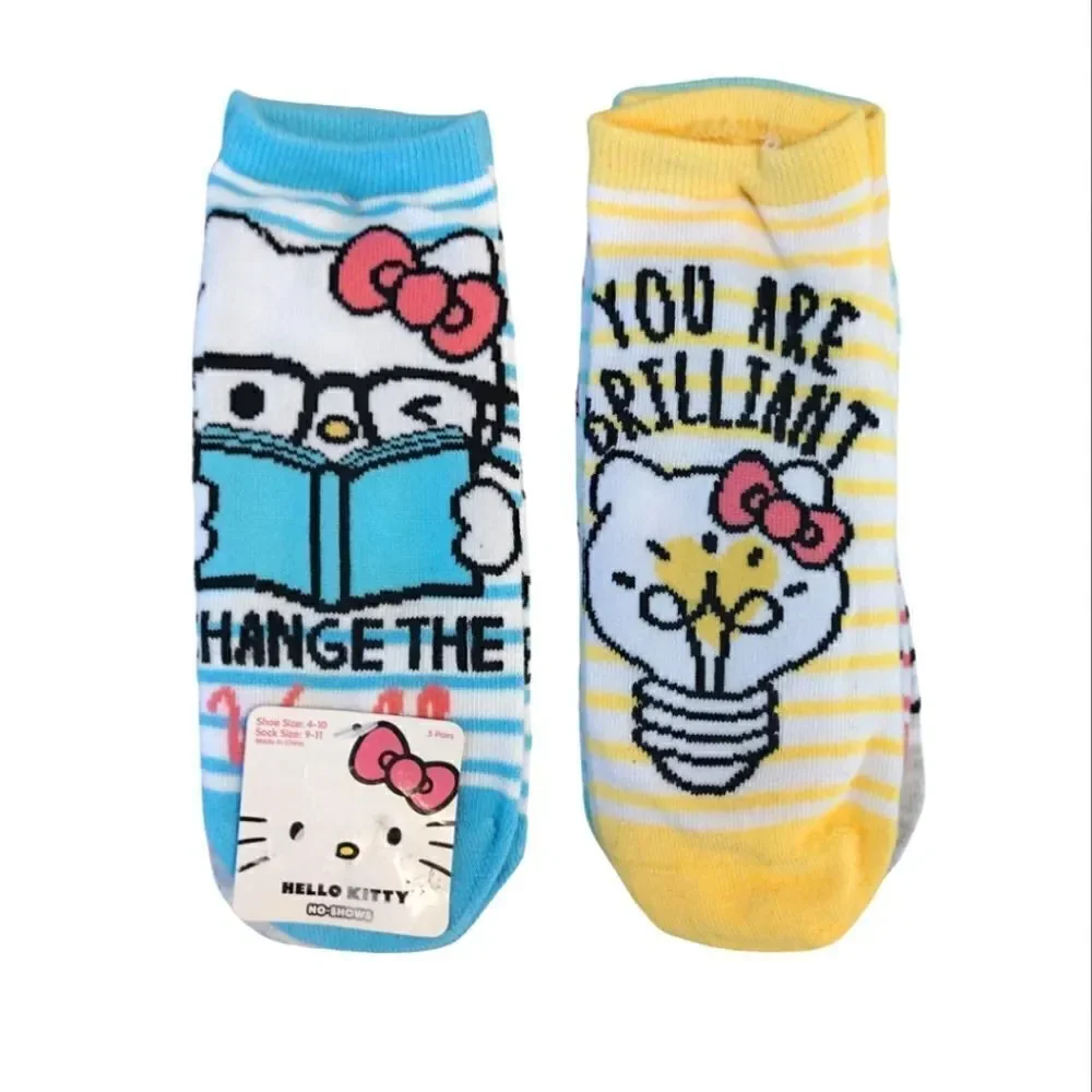 Hello Kitty Colorful Encouragement Printed Socks NWT 5 Pairs No Show‎
